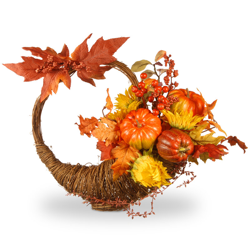 National Tree Co. Harvest Autumn Cornucopia Basket & Reviews Wayfair